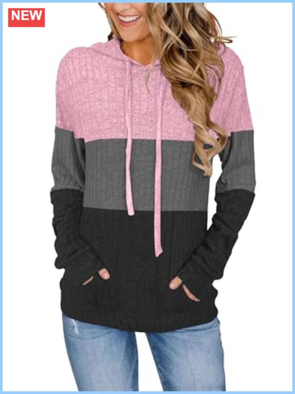 Women's Casual Long Sleeve Drawstring Hoodie Loose Fit Pullover Sweatshirt